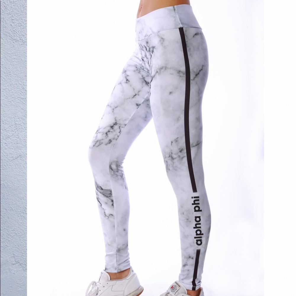 White Marble Alpha phi leggings